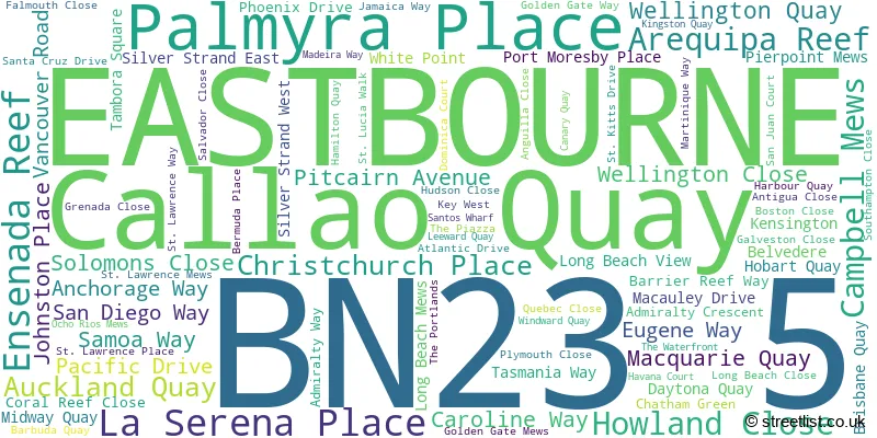 A word cloud for the BN23 5 postcode